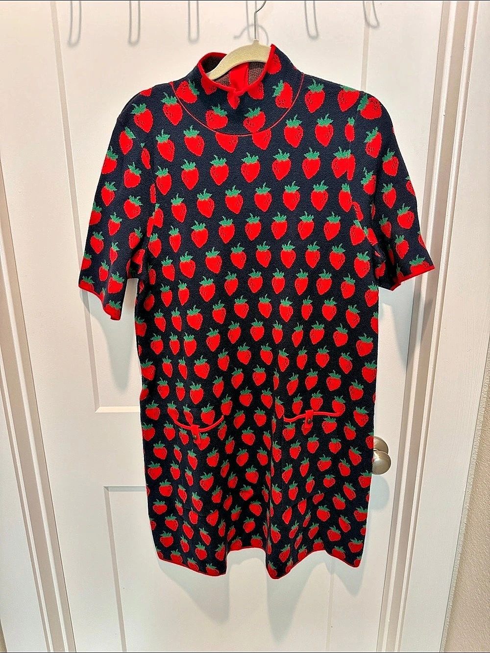 Anthropologie x Maeve The Annalise mock-neck mini sweater dress strawberry 1X